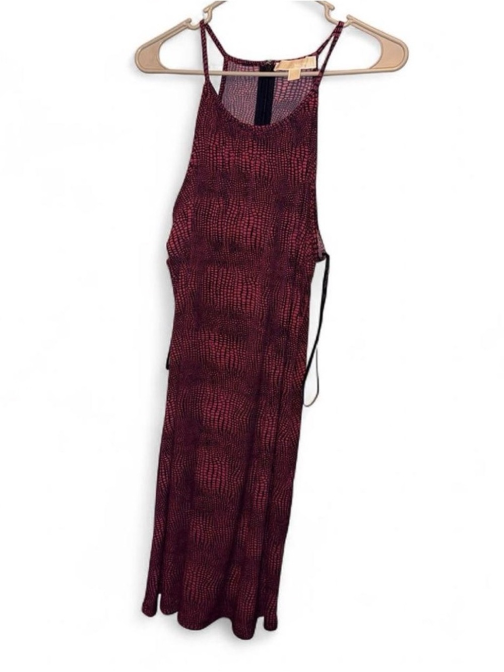 Michael Kors Sleeveless Midi Dress in Deep Burgundy and Black